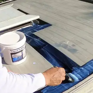 Priming caravan roof for waterproofing